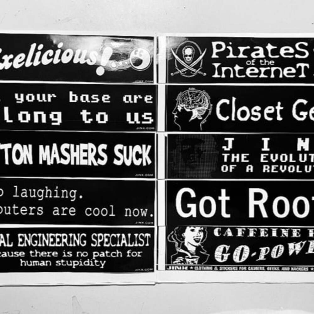 10 Authentic Jinx.com Vinyl Stickers(8 1/2" x 2") Geek/Nerd/Hacking/DEF CON/D&D